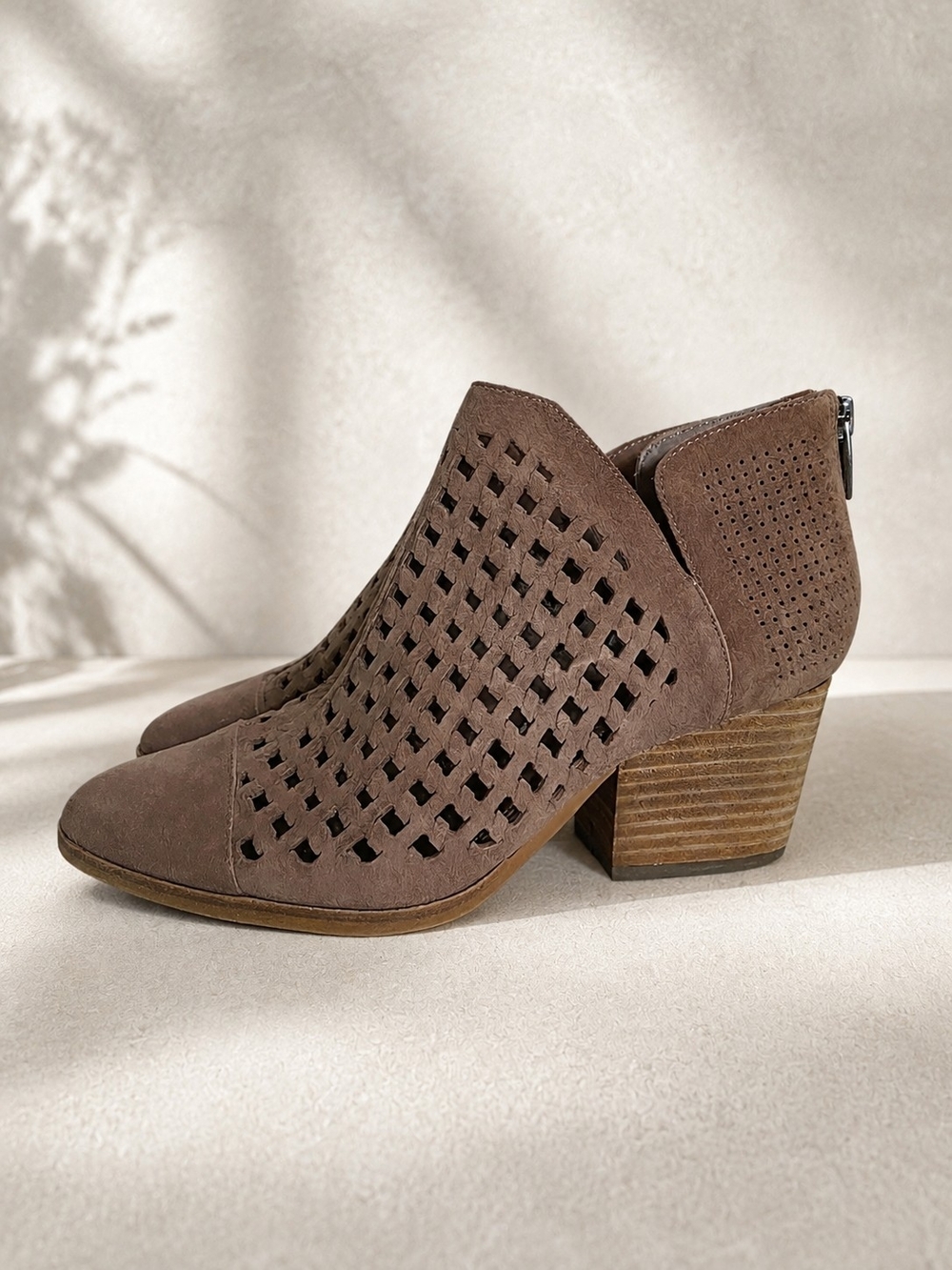 Vince Camuto Neeja Perforated Suede Ankle Booties - Size 7.5